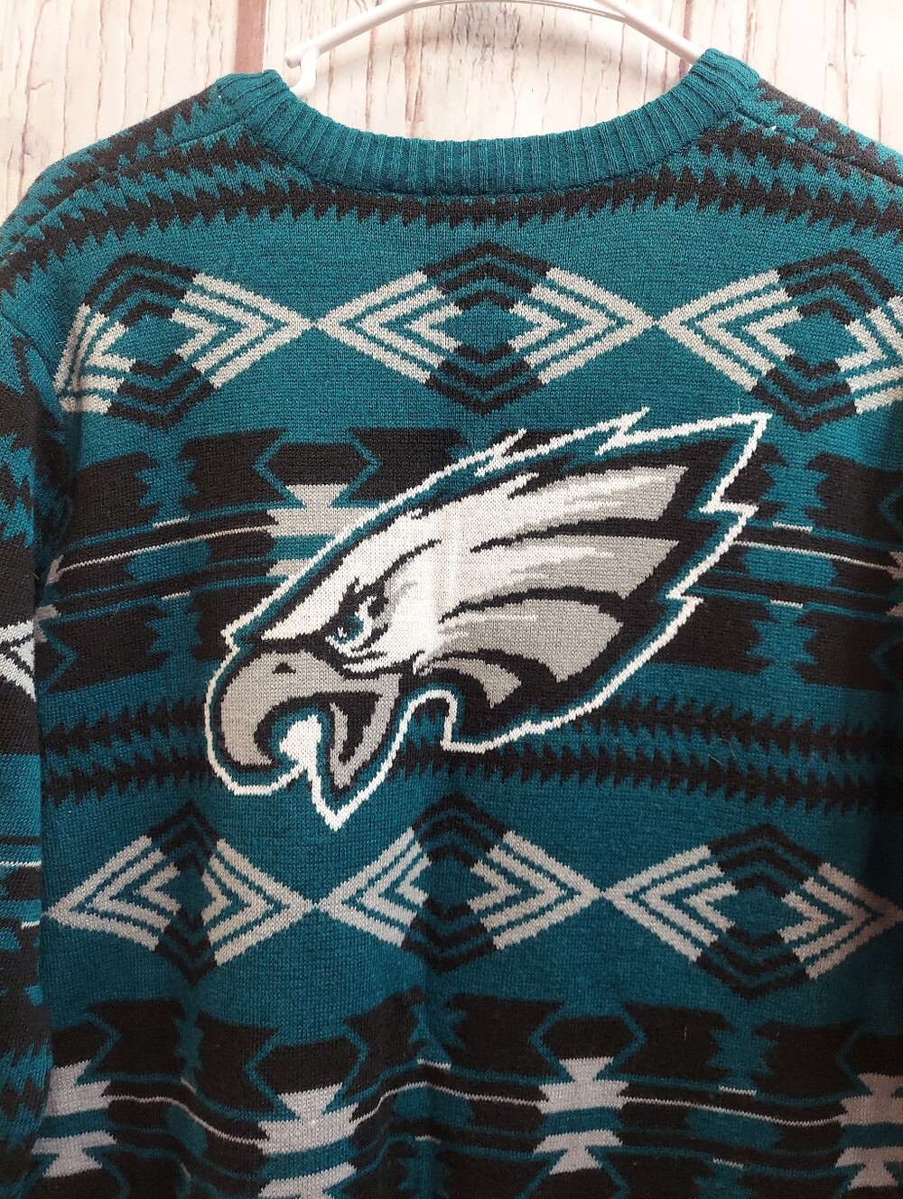 NFL Philadelphia Eagles Unisex Teal Fair Isle Pullover Crewneck Knit Sweater - Picture 10 of 16